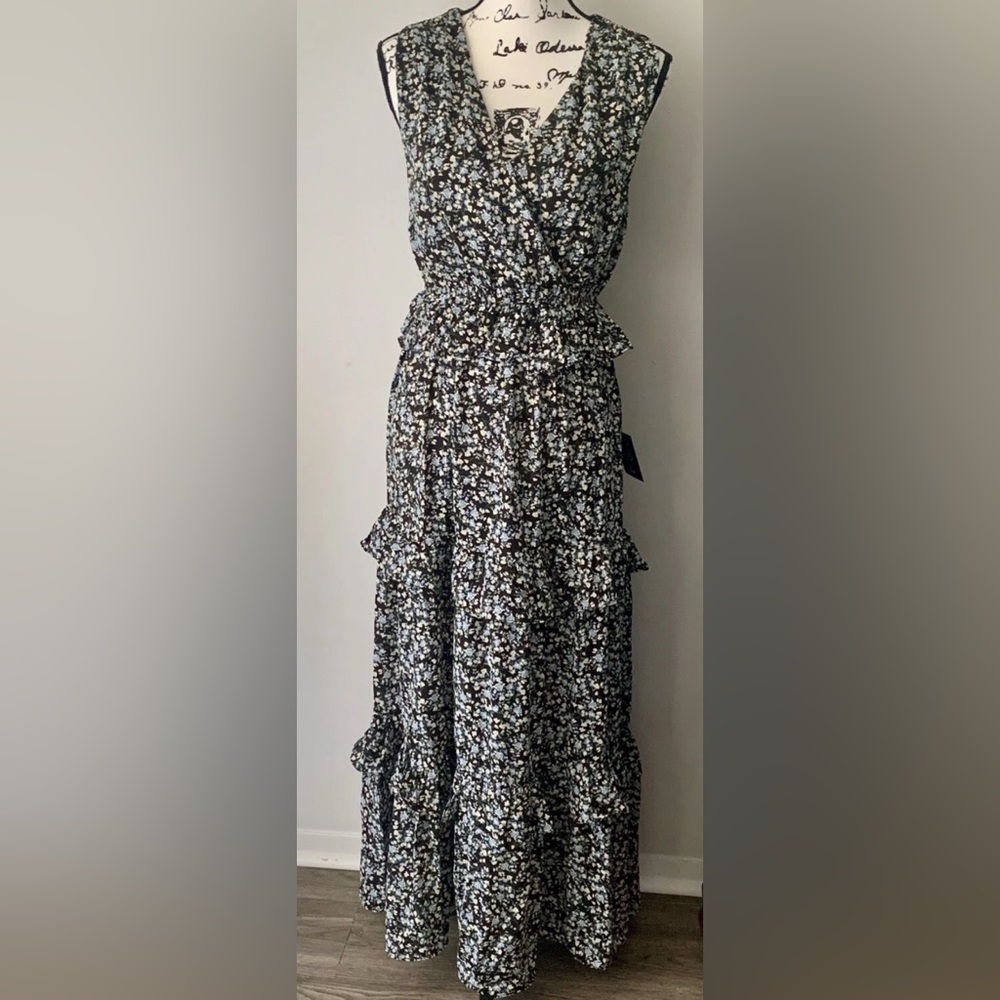 Lulu's Black and White Ruffled Maxi Dress